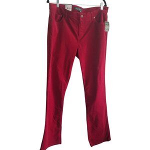 NWT Lauren Ralph Lauren Women's  Red Stretch Corduroy Mid-Rise Straight Sz 14